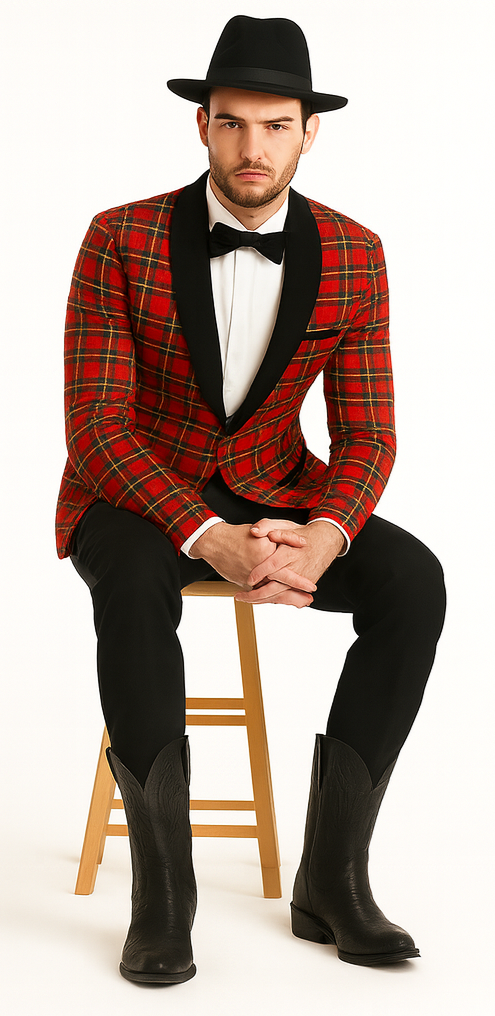 Men's Red Flap Besom Pocket Designer Fashion Dress Casual Blazer - Image 4