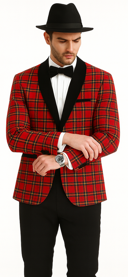 Men's Red Flap Besom Pocket Designer Fashion Dress Casual Blazer - Image 8
