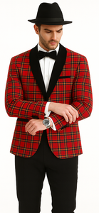 Men's Red Flap Besom Pocket Designer Fashion Dress Casual Blazer