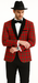 Men's Red Flap Besom Pocket Designer Fashion Dress Casual Blazer