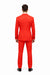 Men'S Red Flap Two Pockets Vested 3 Piece Suit