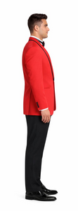 Men'S Red Formal Attire Dinner Jacket Suits And Black Lapel + Black Pants Fashion Tuxedo For Men - Red Tuxedo - Image 3