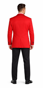 Men'S Red Formal Attire Dinner Jacket Suits And Black Lapel + Black Pants Fashion Tuxedo For Men - Red Tuxedo - Image 2