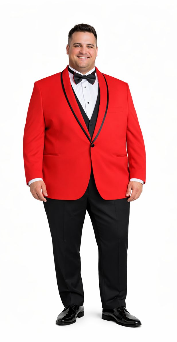 Men'S Red Formal Attire Dinner Jacket Suits And Black Lapel + Black Pants Fashion Tuxedo For Men - Red Tuxedo - Image 7