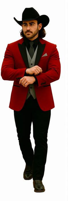 Men's Red  One Button Suit