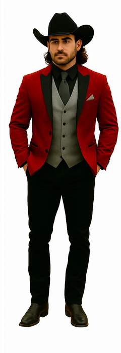 Men's Red  One Button Suit