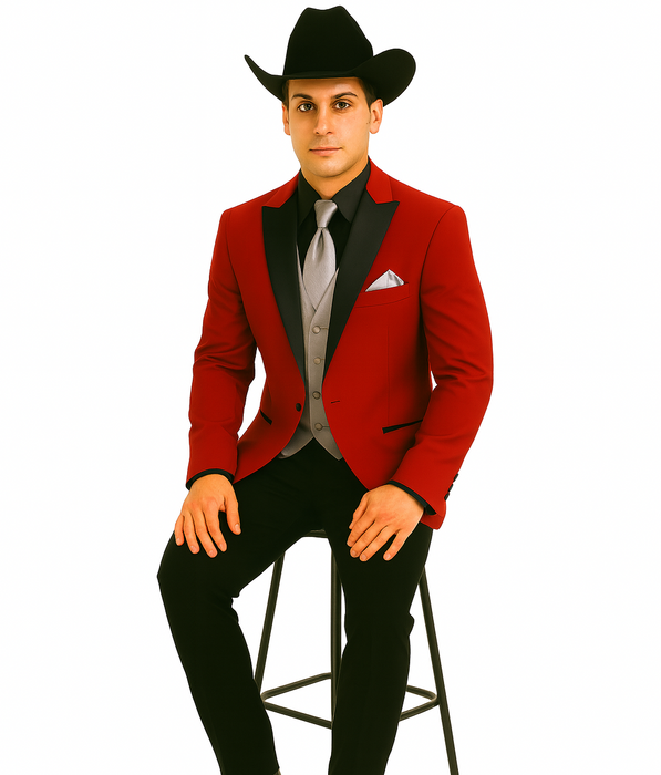 Men's Red  One Button Suit