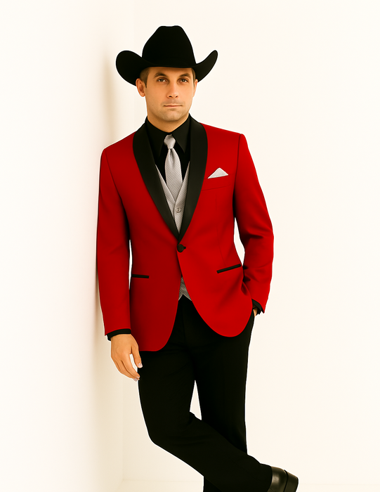 Men's Red  One Button Suit