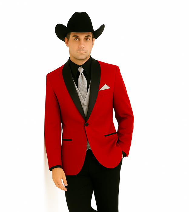 Men's Red  One Button Suit