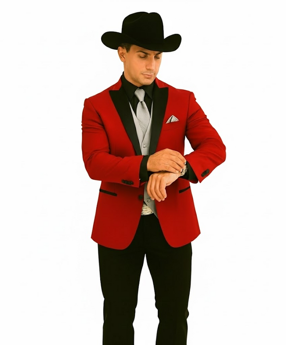 Men's Red  One Button Suit