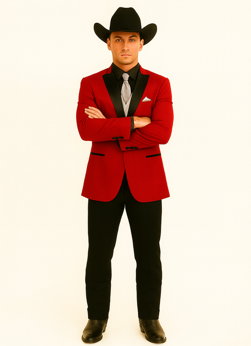 Men's Red  One Button Suit