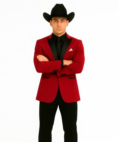 Men's Red  One Button Suit - Image 6
