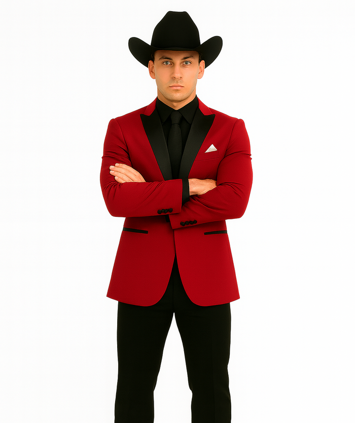 Men's Red  One Button Suit - Image 6