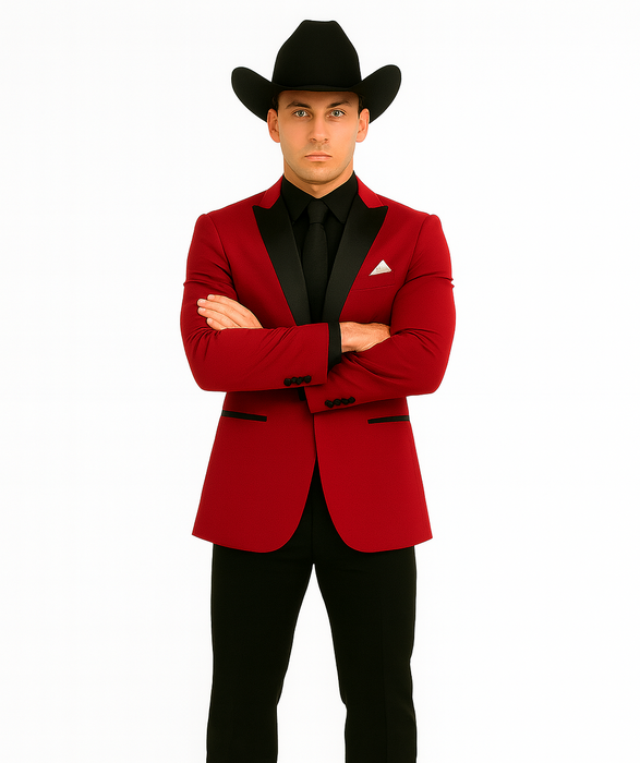 Men's Red  One Button Suit
