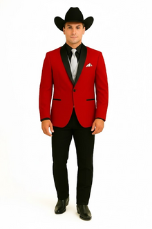 Men's Red  One Button Suit