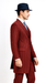 Mens Red Pinstripe Suit – Classic Long Coat Style with White Stripes