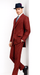 Mens Red Pinstripe Suit – Classic Long Coat Style with White Stripes