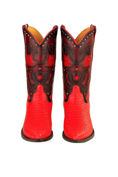 Men's King Exotic Boots Genuine Python 3x Toe Red (495vf5712) - Image 8