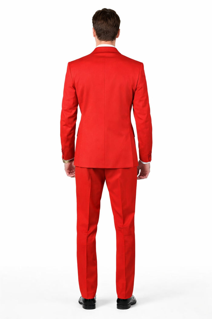 Classic Red Shawl Lapel Tuxedo for Men | 1-Button 4-Piece Suit - Image 7