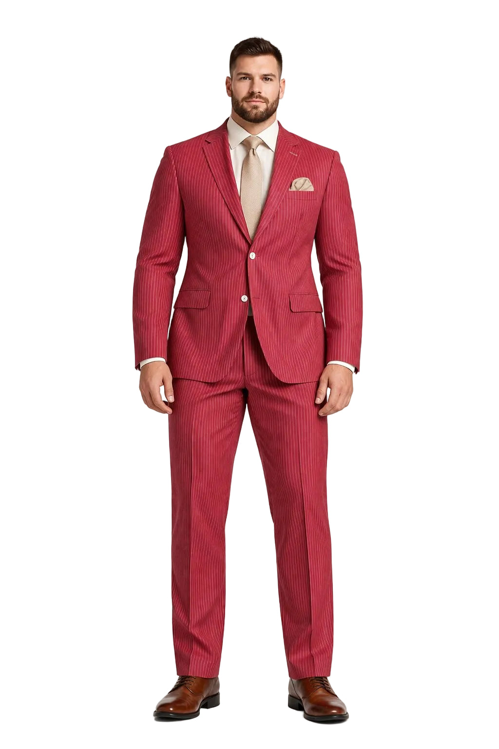 Modern Fit Summer 2 Piece 2 Button Suit Striped Seersucker in Navy