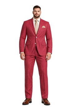 Modern Fit Summer 2 Piece 2 Button Suit Striped Seersucker in Navy
