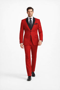 Mens Red Suit Color Two Button Suit