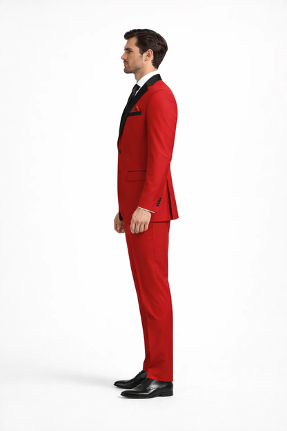 Mens Red Suit Color Two Button Suit Modern Fit