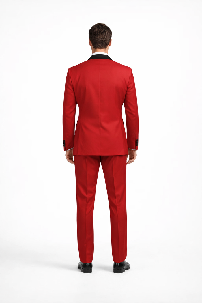 Mens Red Suit Color Two Button Suit Modern Fit