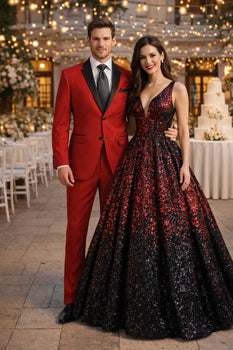 Mens Red Suit Color Two Button Suit