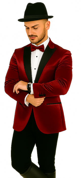 Men's Red 2 Buttons Slim Fit Solid Sharkskin Cheap Priced Blazer Jacket For Men Sport coat