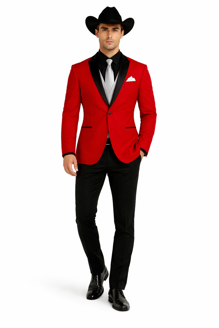 Men's Red  One Button Suit Modern Fit