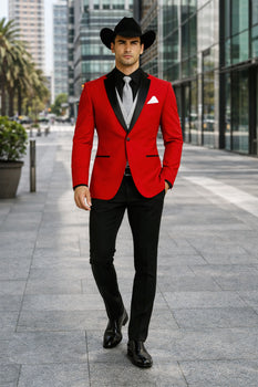 Men's Red  One Button Suit
