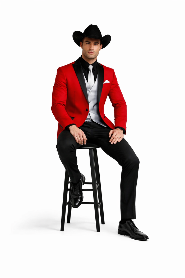 Men's Red  One Button Suit Modern Fit