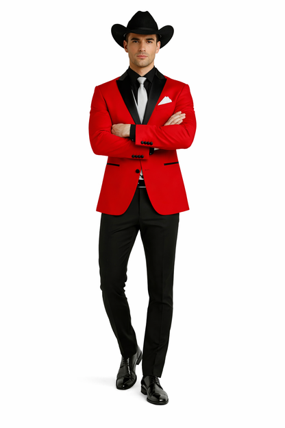 Men's Red  One Button Suit Modern Fit