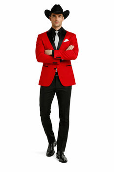 Men's Red  One Button Suit