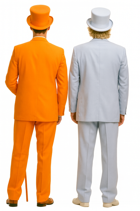 Mens Retro Vintage Party Orange and Sky Blue Suit