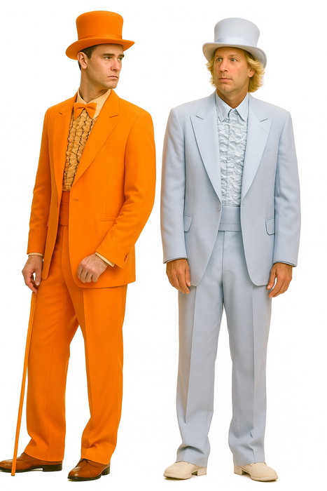 Mens Retro Vintage Party Orange and Sky Blue Suit