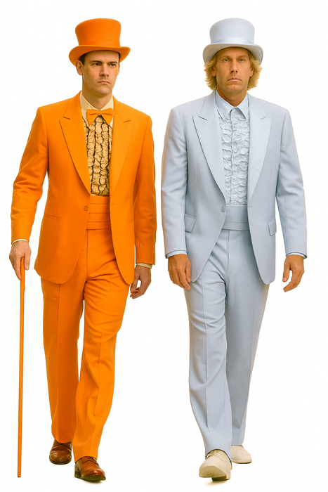 Mens Retro Vintage Party Orange and Sky Blue Suit