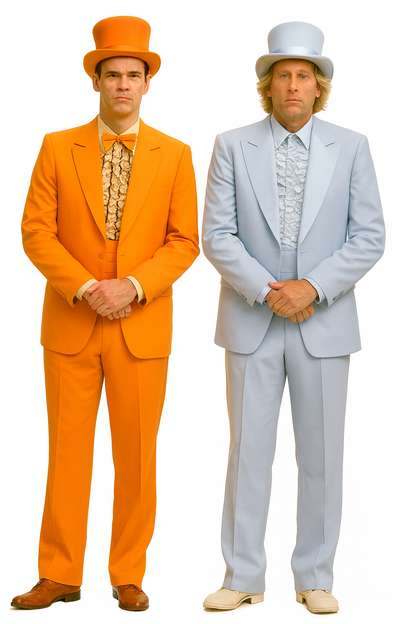 34 Mens Retro Vintage Party Orange and Sky Blue Suit