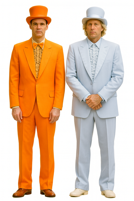 Mens Retro Vintage Party Orange and Sky Blue Suit