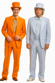 Mens Retro Vintage Party Orange and Sky Blue Suit