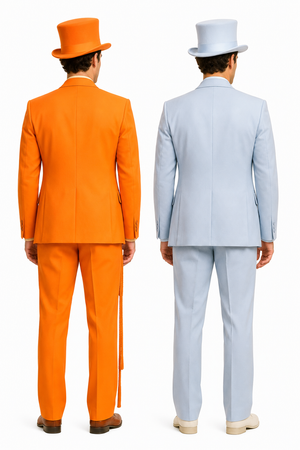 Mens Retro Vintage Party Orange and Sky Blue Suits
