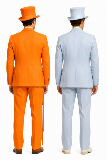 Mens Retro Vintage Party Orange and Sky Blue Suits