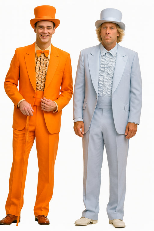 Mens Retro Vintage Party Orange and Sky Blue Suit