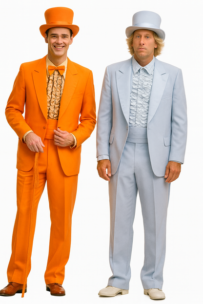 Mens Retro Vintage Party Orange and Sky Blue Suits