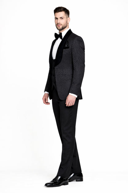 Rossi Man RM1446 – Classic 3-Piece Smoking Style Tuxedo Suit for Men