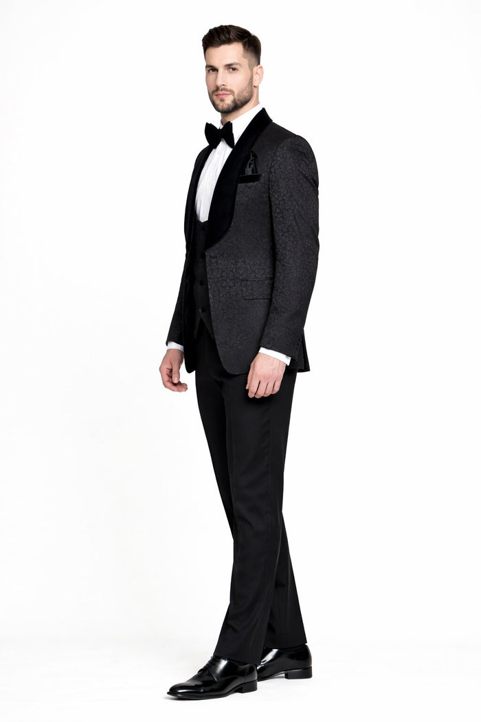 Rossi Man RM1446 – Classic 3-Piece Smoking Style Tuxedo Suit for Men
