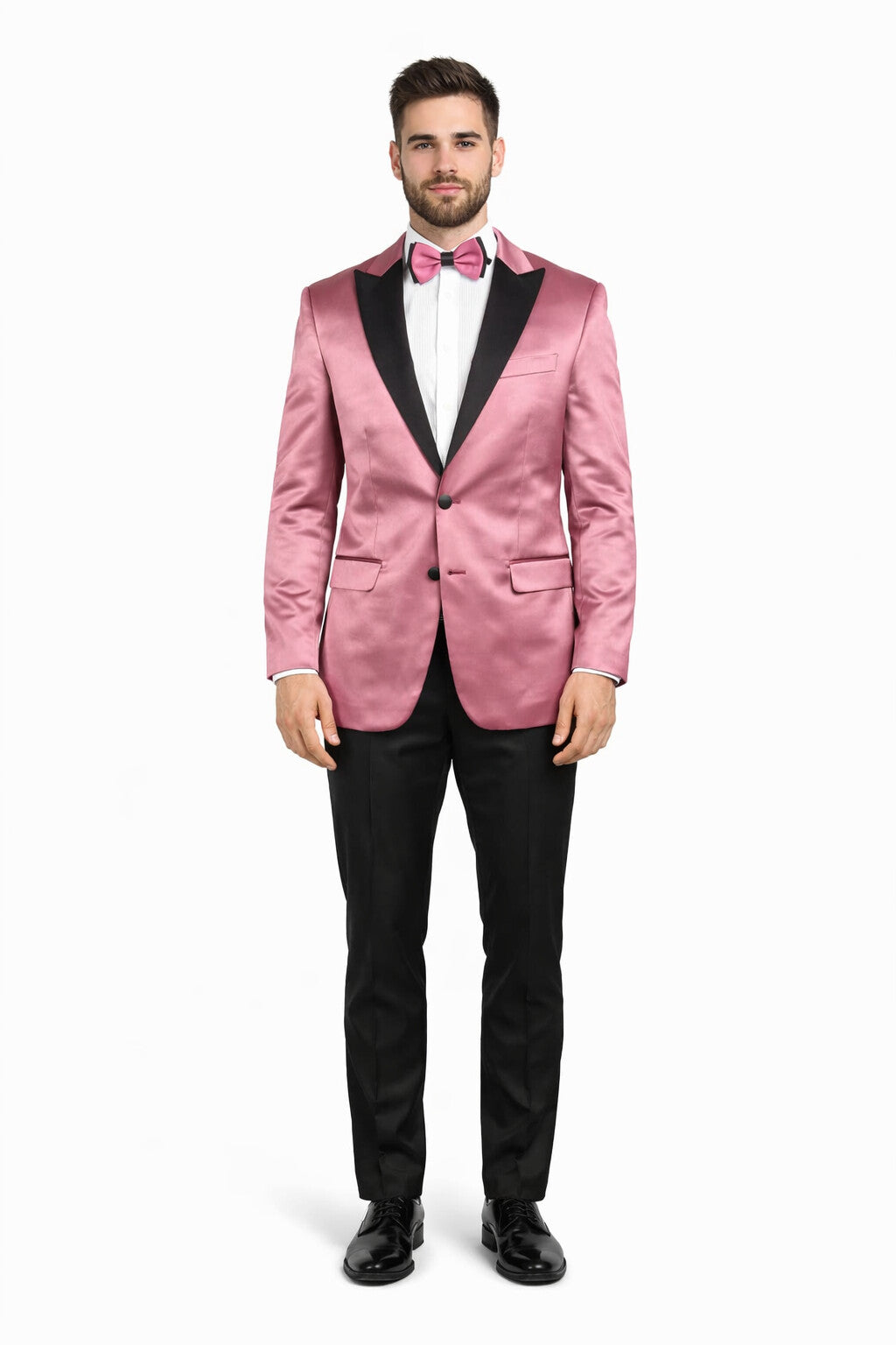 Men's Peak Label Rose Pink Gold Dusty With Black Pants Suits
