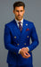 Mens Royal Blue Double Breasted Suit - 100% Suit - 100% Percent Wool Fabric Suit - Worsted Wool Business Suit
