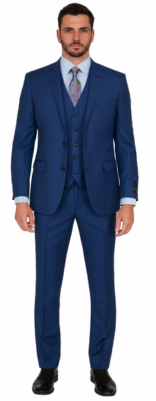 Vitali Brand Suits - Men's Royal Blue Modern Sheen Sharkskin Design Suits
